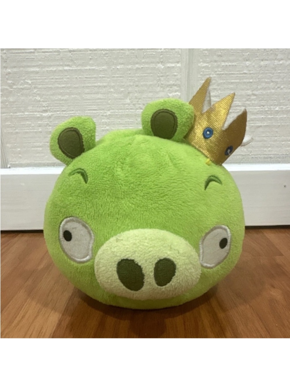 Green Plush Pig Prince Stuffed Toy with Gold Crown
